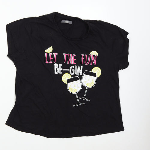 Studio Womens Black Solid  Top Pyjama Top Size L  - Gin
