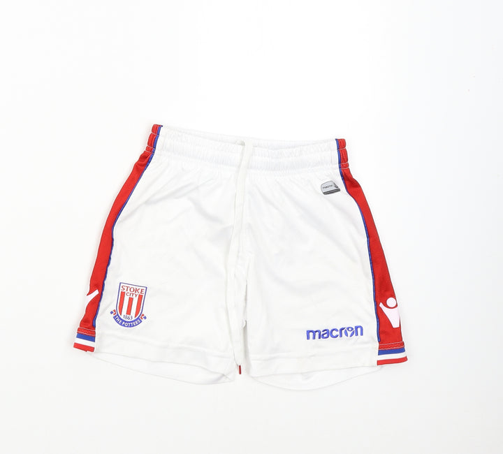 Macron Boys White Sweat Shorts Size 3 Years - Stoke City