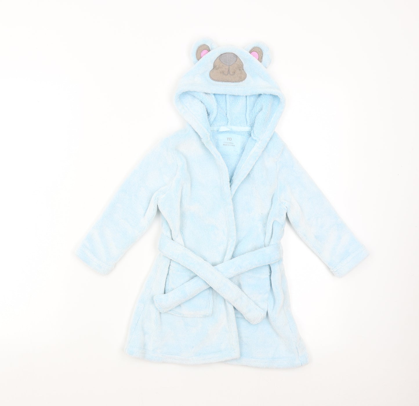 YD Boys Blue Solid Fleece  Gown Size 2-3 Years  - Bear