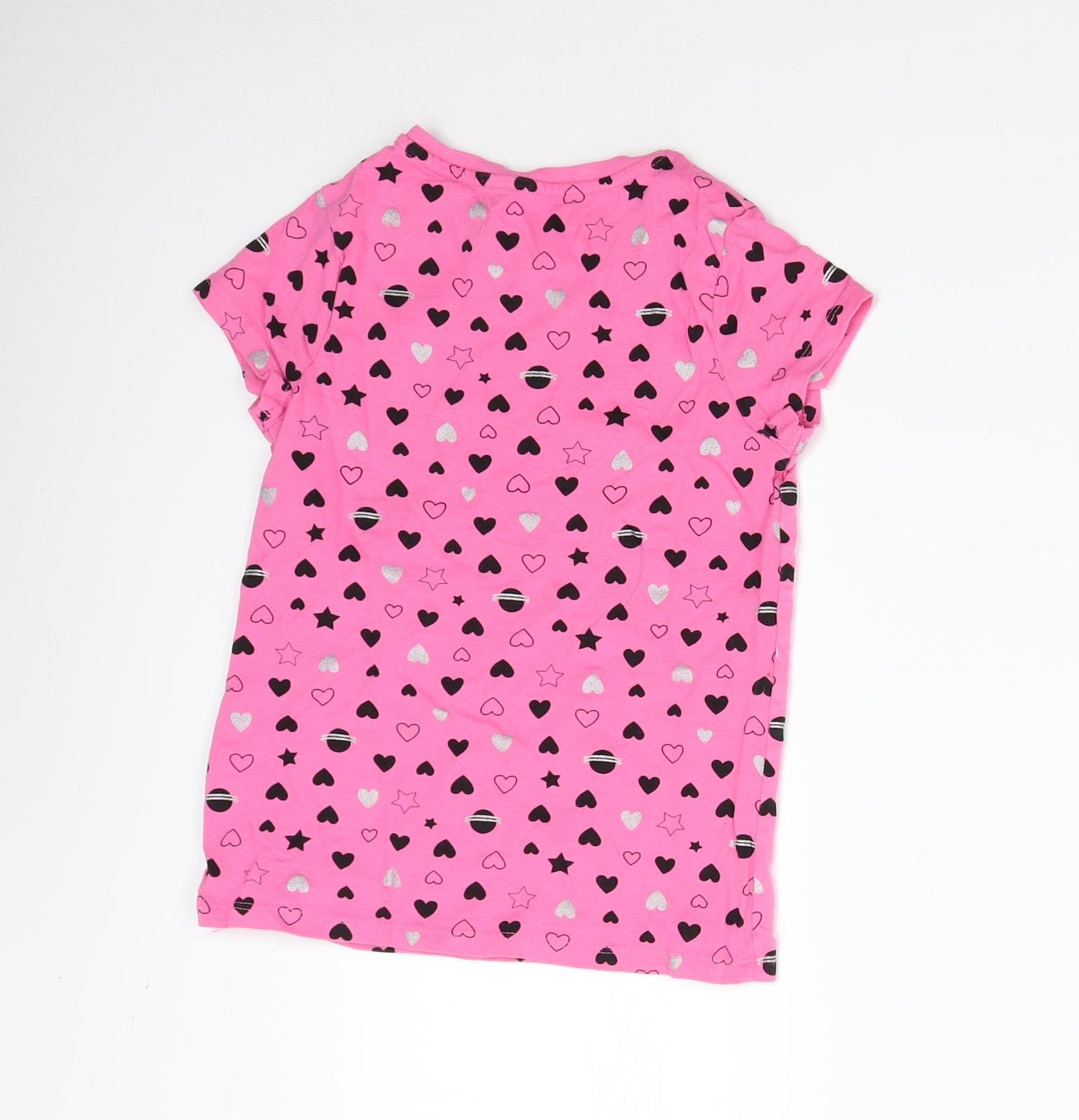 George Girls Pink   Basic T-Shirt Size 8-9 Years  - Hearts