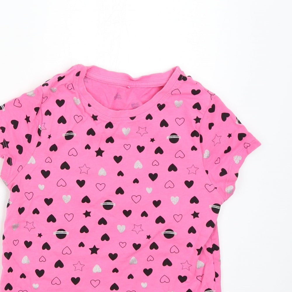 George Girls Pink   Basic T-Shirt Size 8-9 Years  - Hearts
