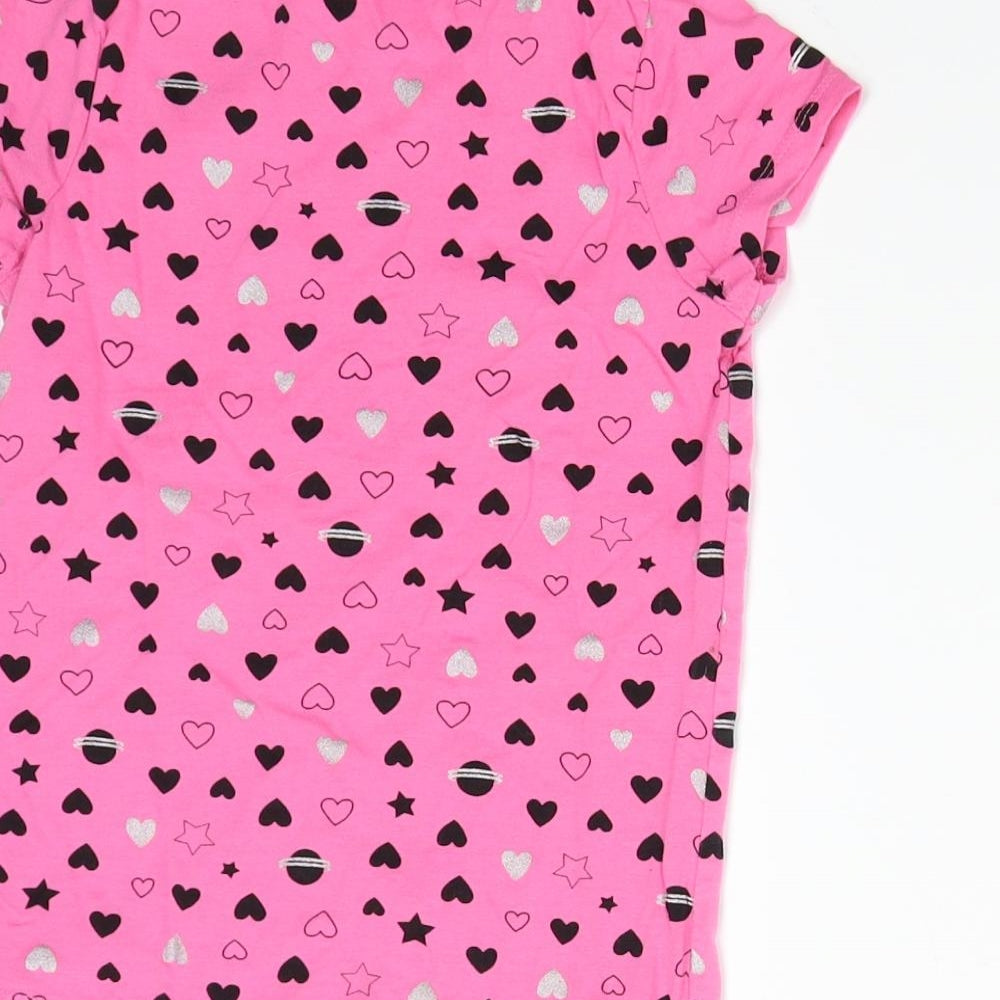 George Girls Pink   Basic T-Shirt Size 8-9 Years  - Hearts