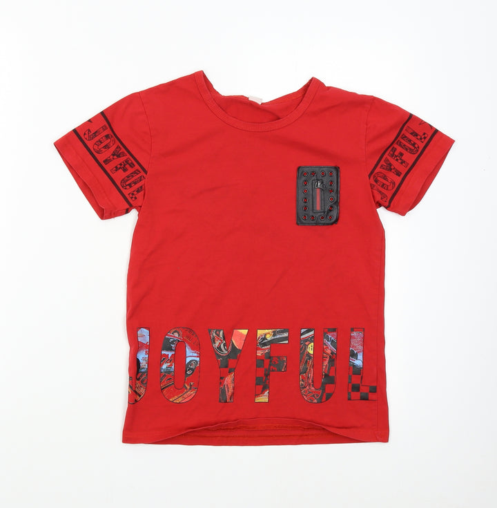 Joyful Boys Red Basic T-Shirt Size 8 Years