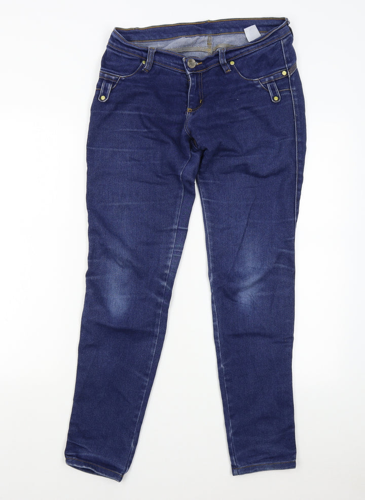 Preworn Womens Blue  Denim Skinny Jeans Size 12 L31 in