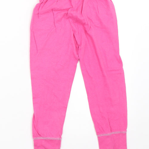 Preworn Girls Pink Solid  Top Pyjama Pants Size 5-6 Years  - marvel comics