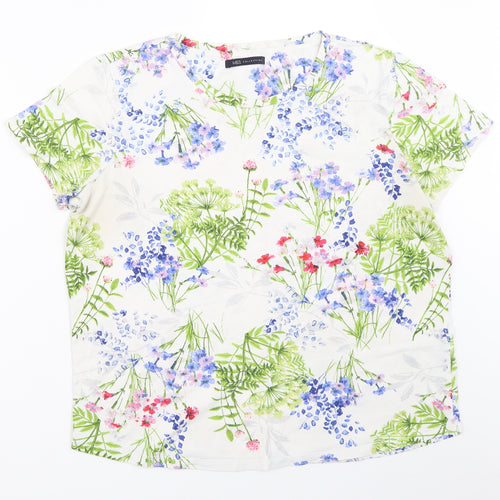 Marks and Spencer Womens White Floral  Basic T-Shirt Size 12