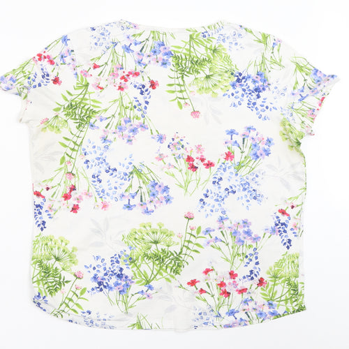 Marks and Spencer Womens White Floral  Basic T-Shirt Size 12