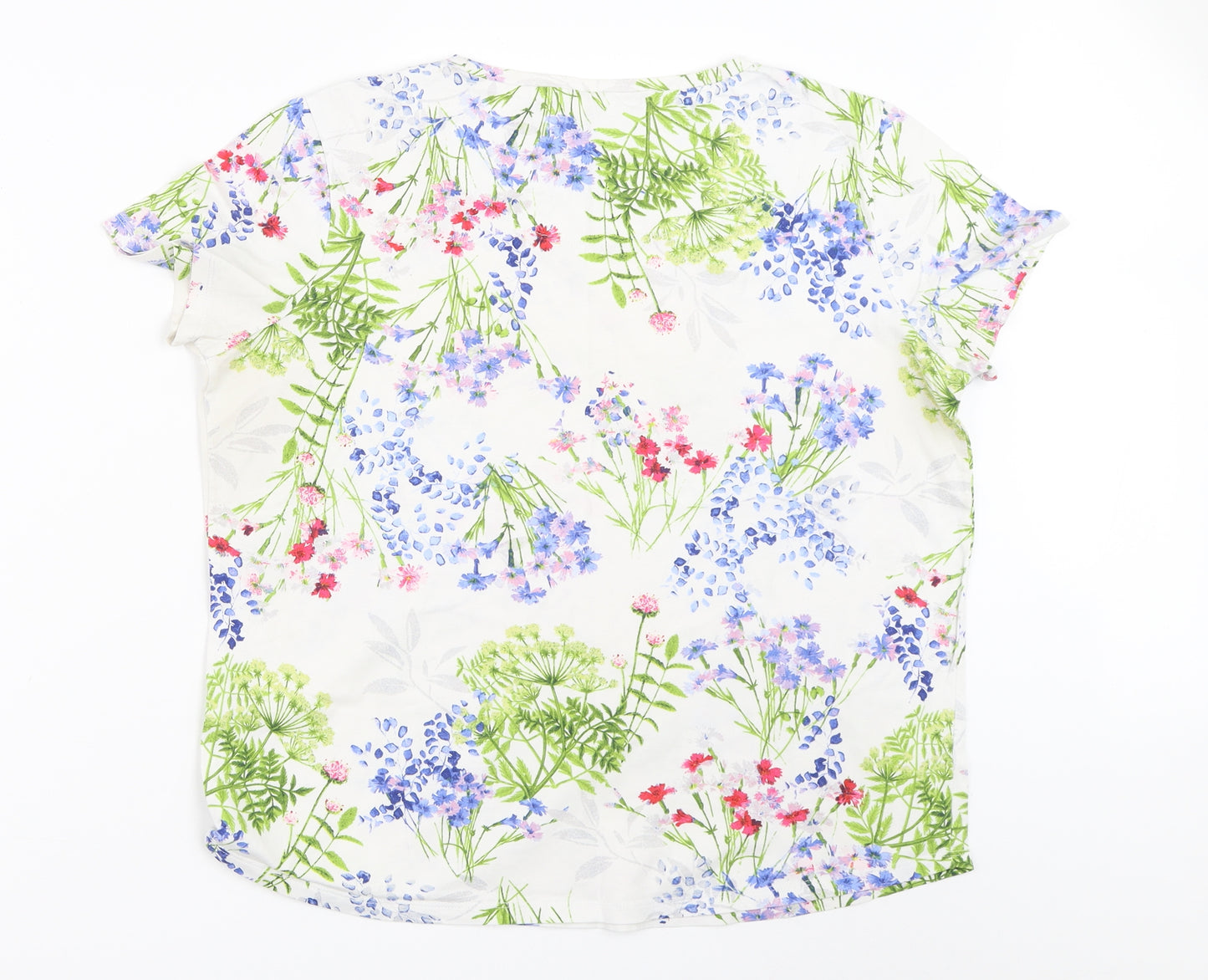 Marks and Spencer Womens White Floral  Basic T-Shirt Size 12