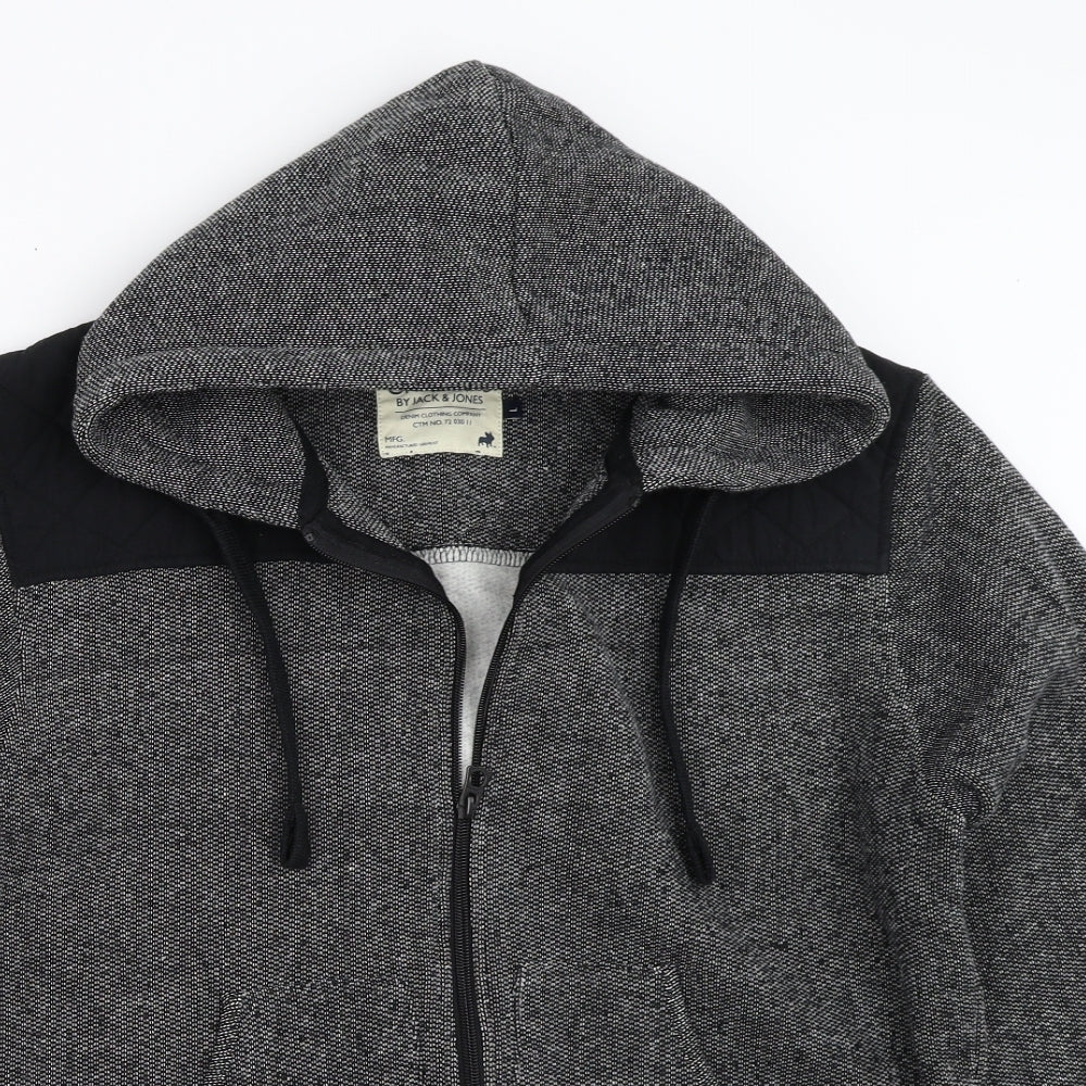 JACK & JONES Mens Grey   Full Zip Hoodie Size L