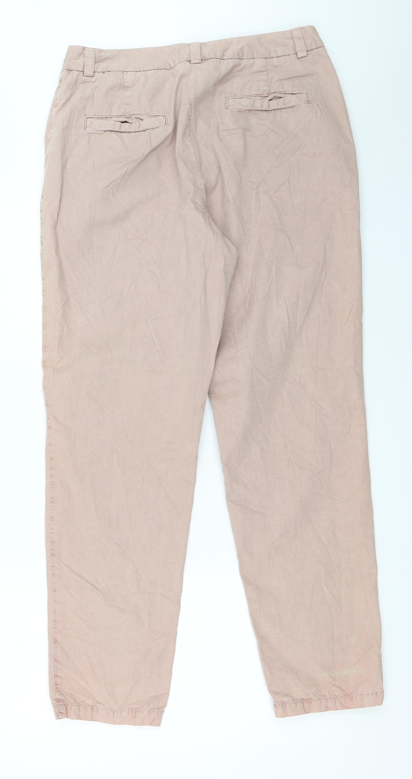 Marks and Spencer Womens Beige   Chino Trousers Size 12 L29 in