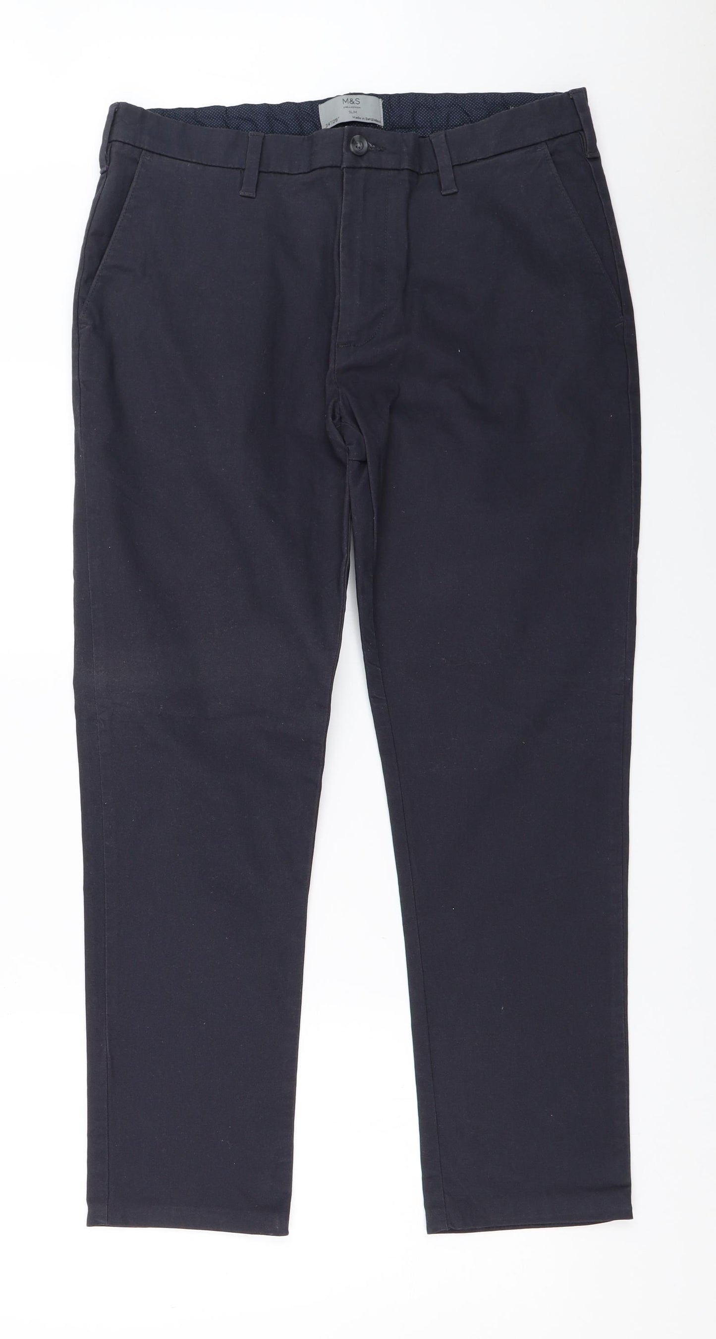 Marks and Spencer Mens Blue   Chino Trousers Size 34 in L29 in