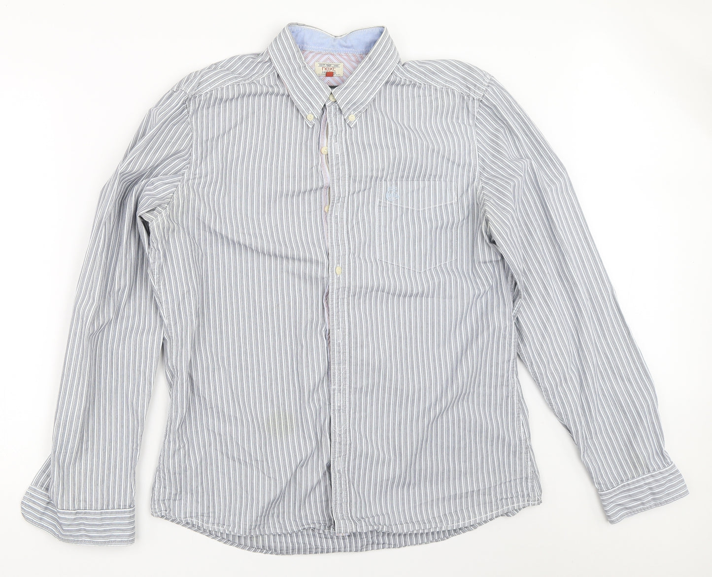 NEXT Mens Blue Striped   Button-Up Size L