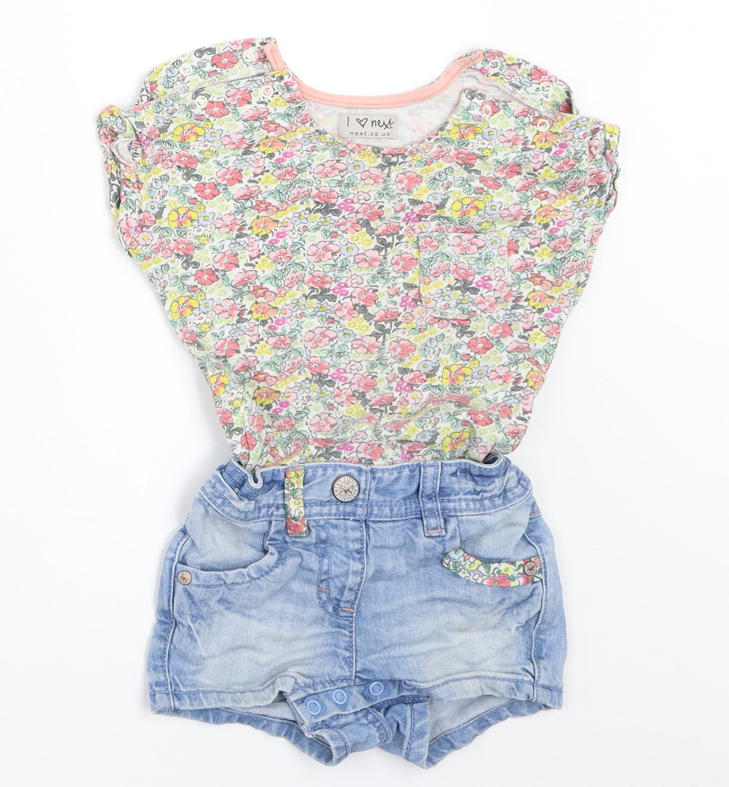 NEXT Girls Multicoloured Floral  Shorts One-Piece Size 12-18 Months