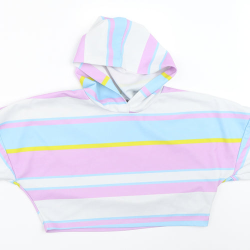 I SAW IT FIRST Womens Purple Striped  Basic T-Shirt Size M