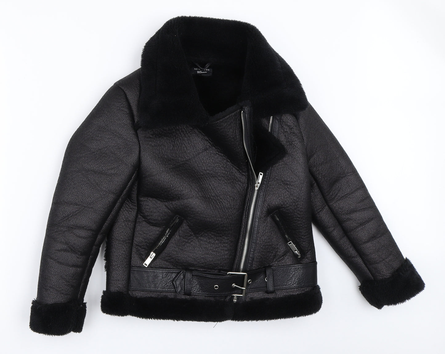 New Look Girls Black   Biker Coat Size 9 Years