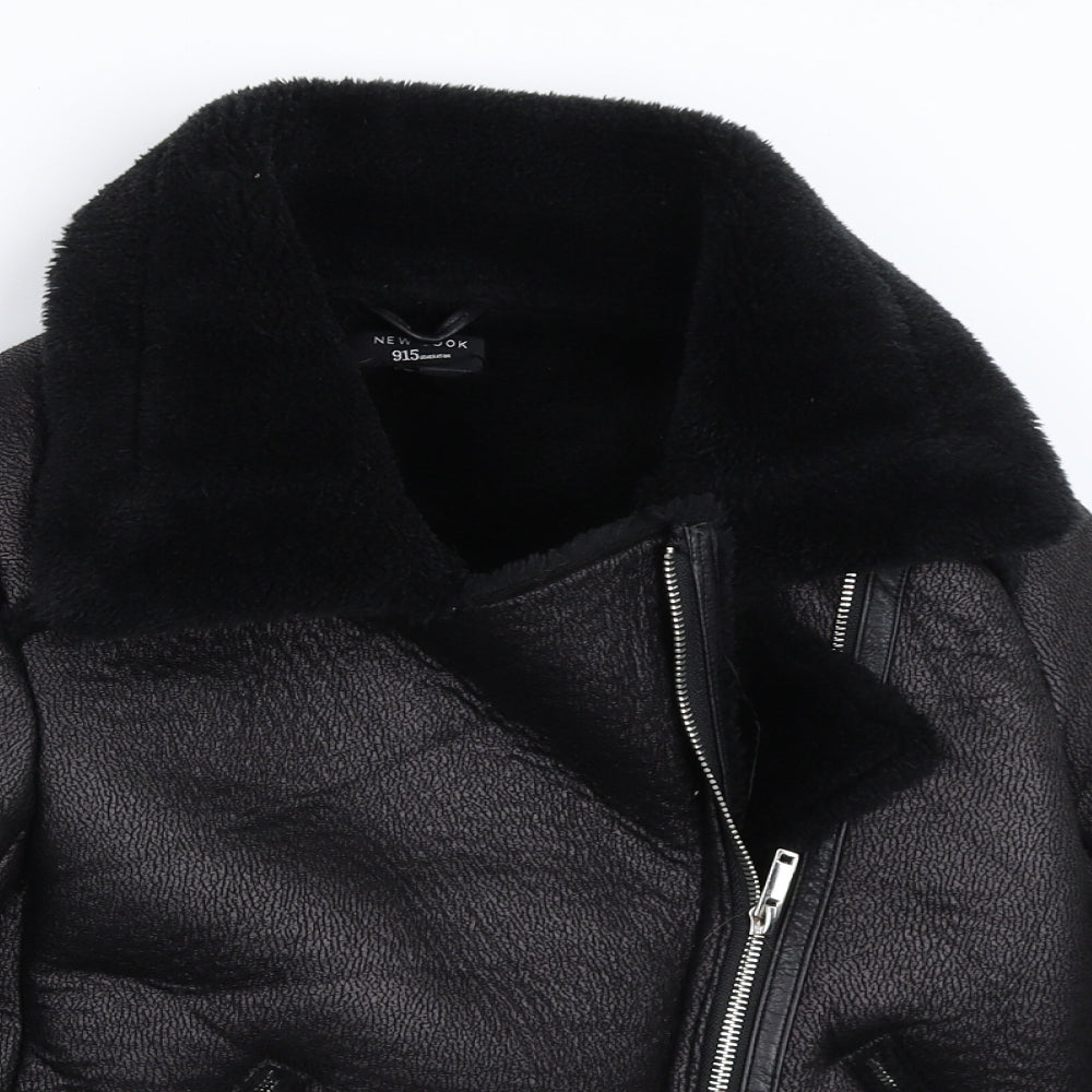 New Look Girls Black   Biker Coat Size 9 Years