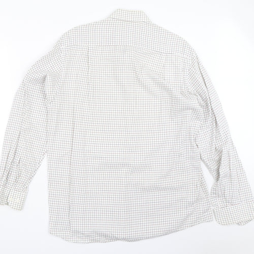 Marks and Spencer Mens Ivory Check   Button-Up Size 15.5