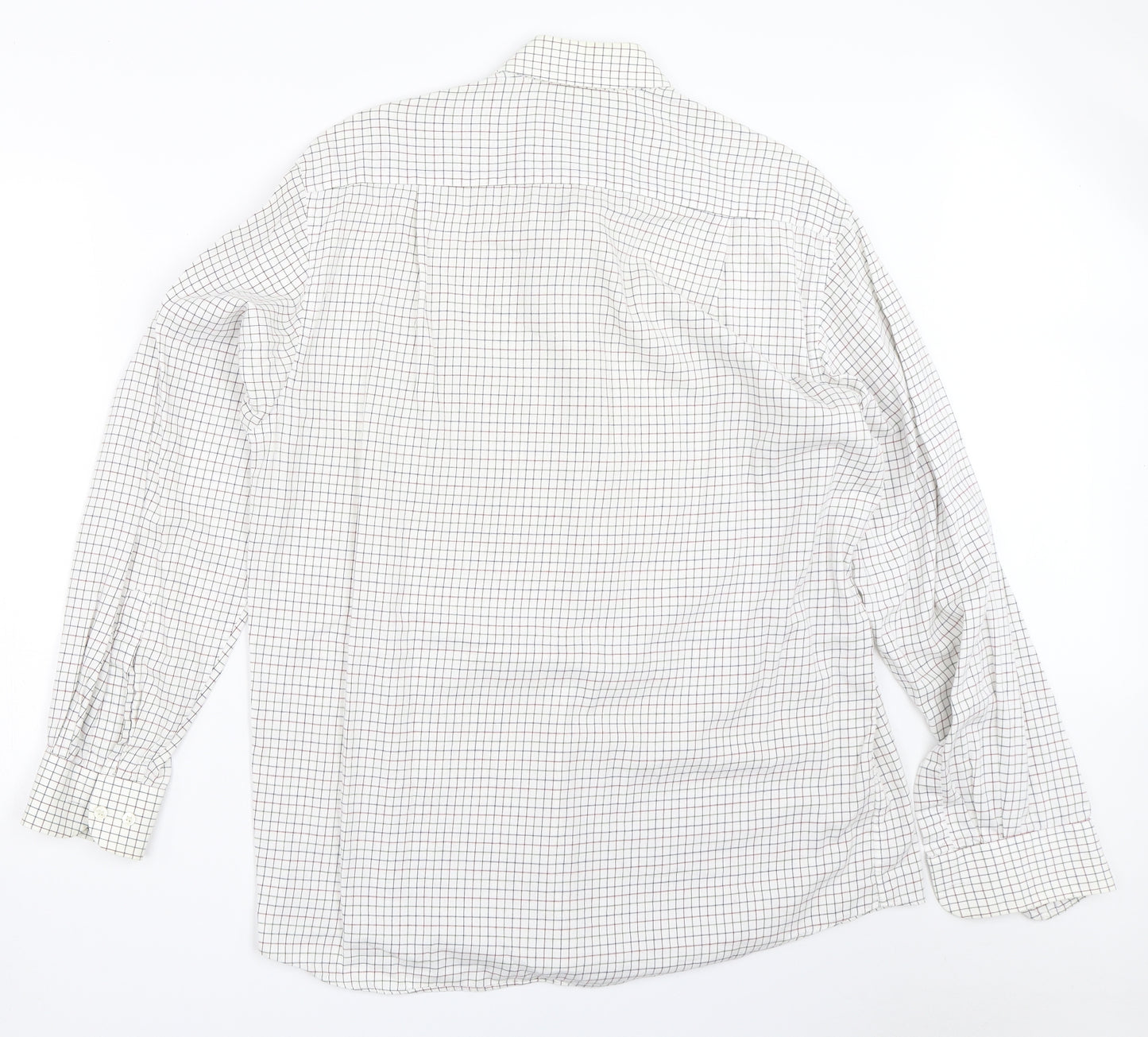 Marks and Spencer Mens Ivory Check   Button-Up Size 15.5