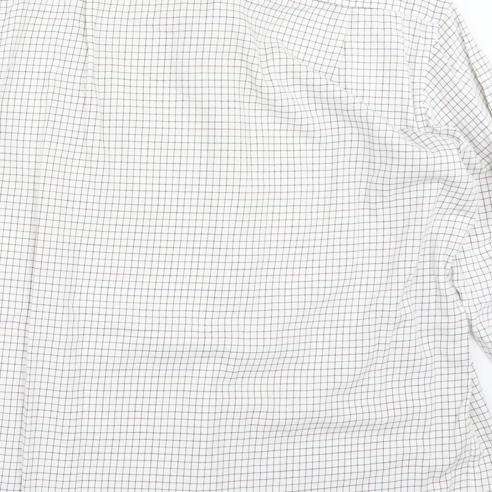 Marks and Spencer Mens Ivory Check   Button-Up Size 15.5