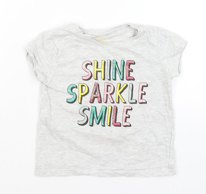 Primark Girls Grey Basic T-Shirt Size 3-4 Years - Shine, Sparkle, Smile