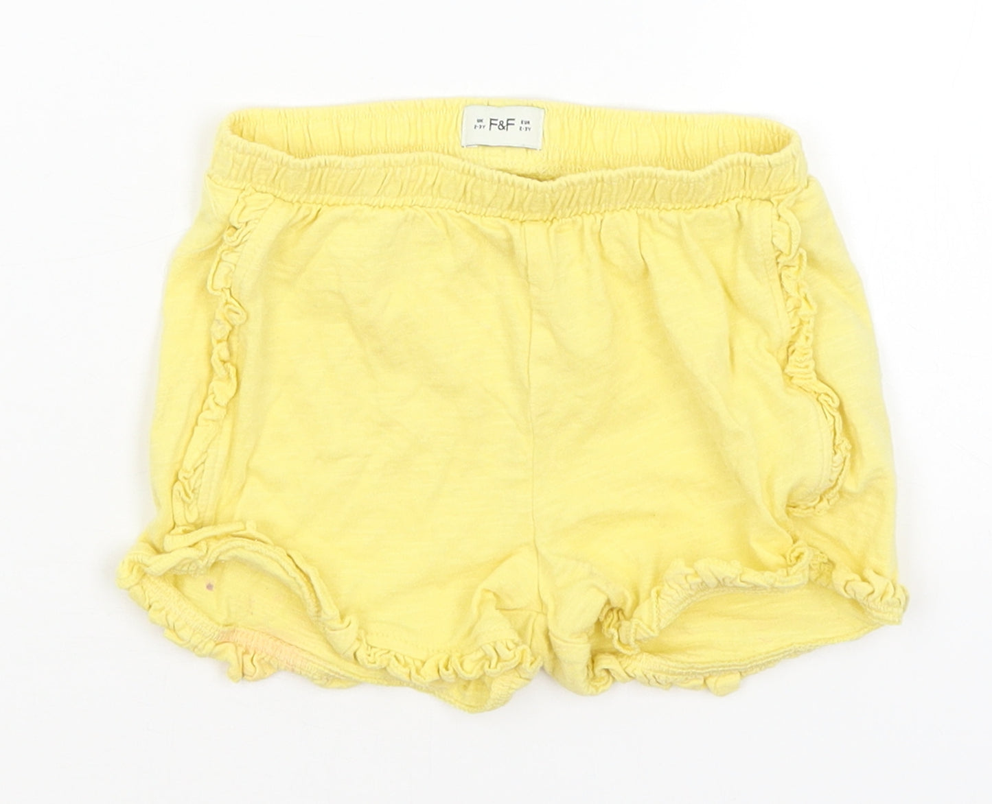 F&F Girls Yellow   Hot Pants Shorts Size 2-3 Years