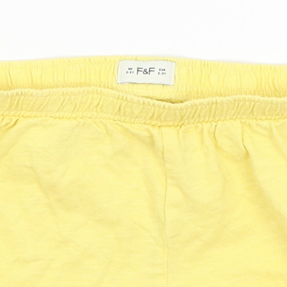 F&F Girls Yellow   Hot Pants Shorts Size 2-3 Years