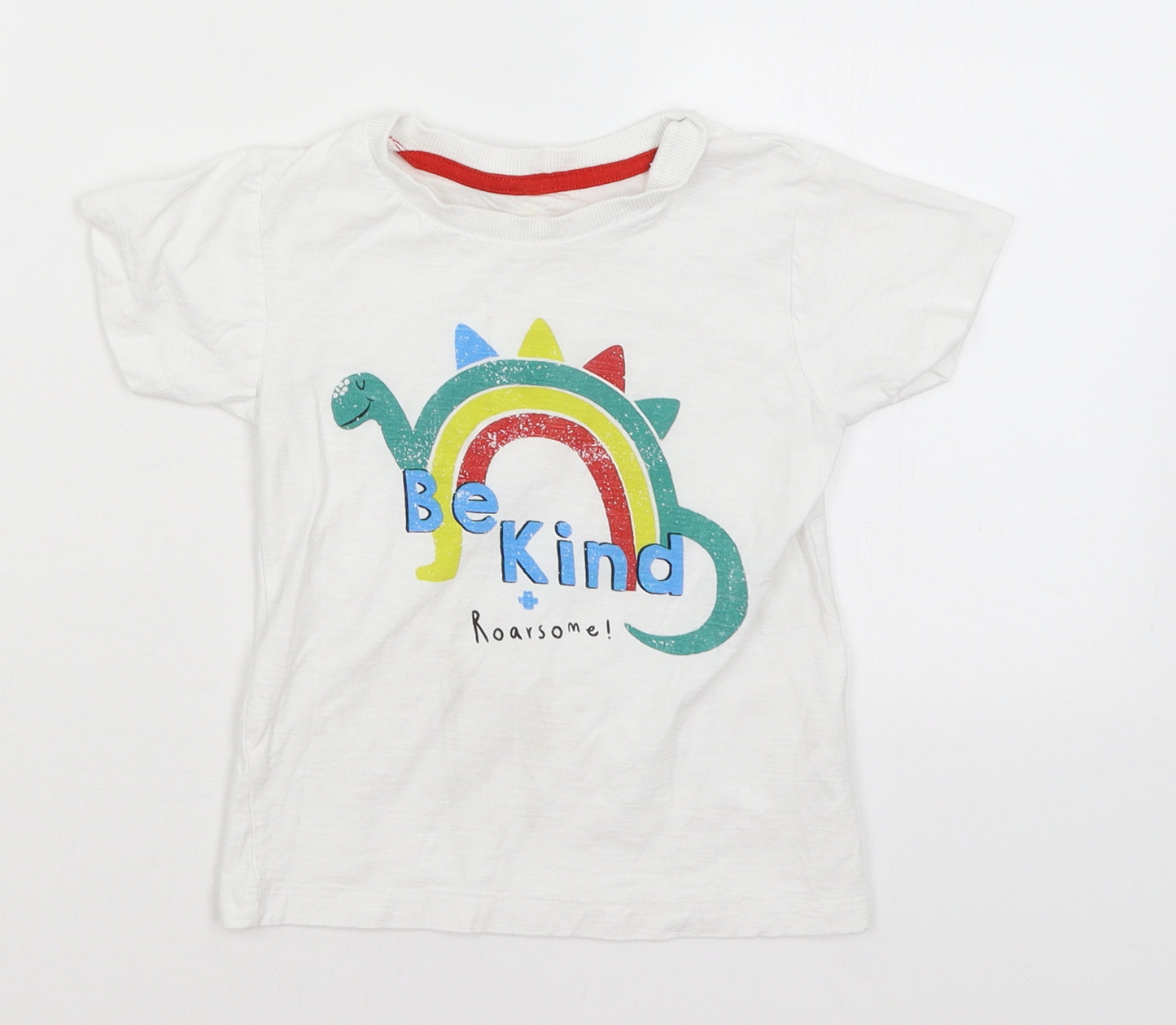 Matalan Girls White   Basic T-Shirt Size 2-3 Years  - Be Kind