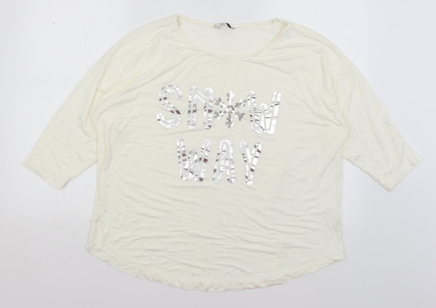 TU Womens Ivory   Basic T-Shirt Size 18  - Snow Way