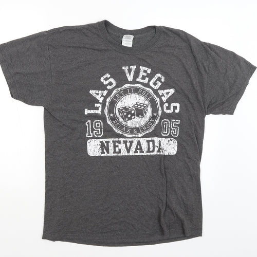 Gildan Mens Grey    T-Shirt Size L