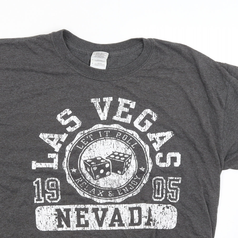 Gildan Mens Grey    T-Shirt Size L