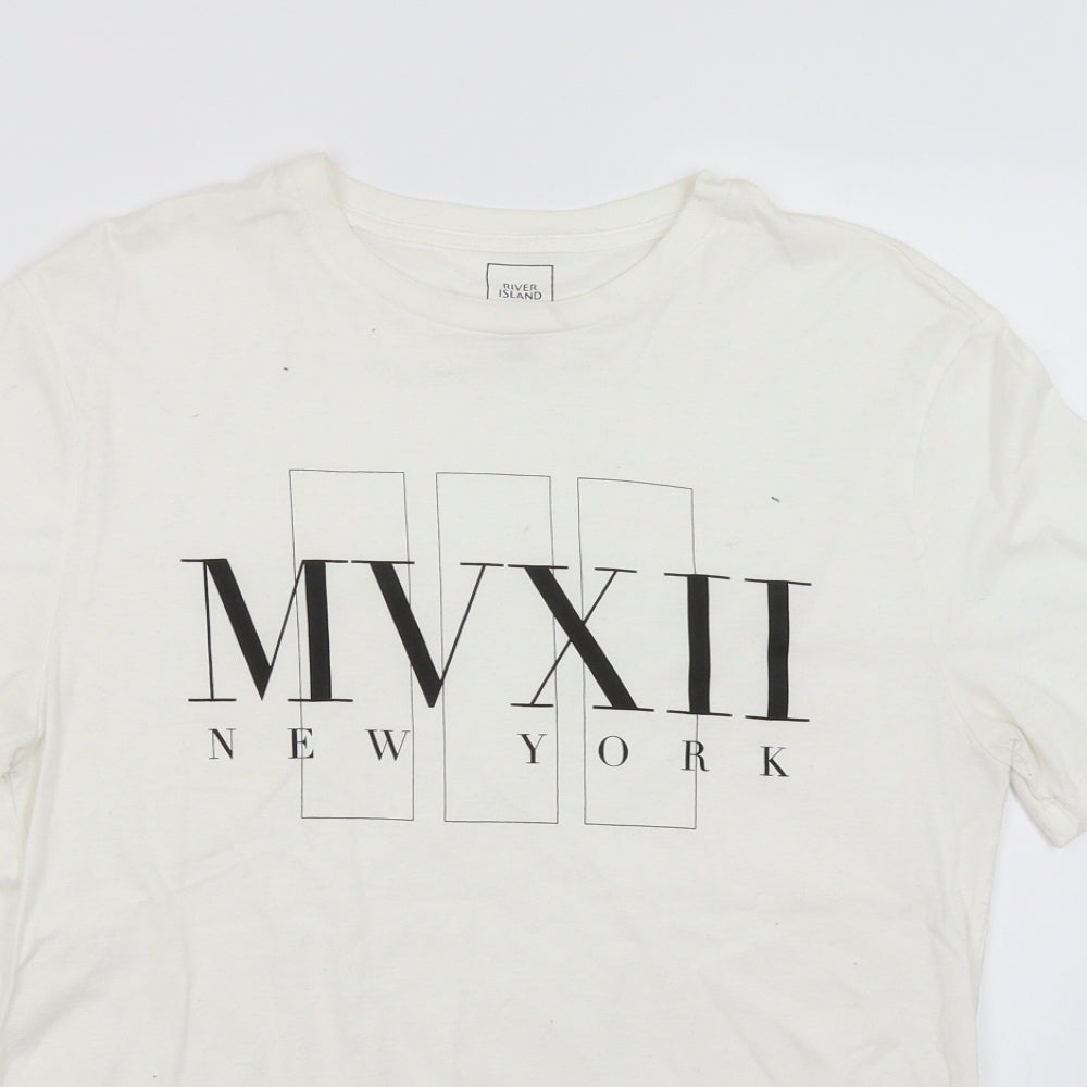 River Island Mens Ivory    T-Shirt Size M