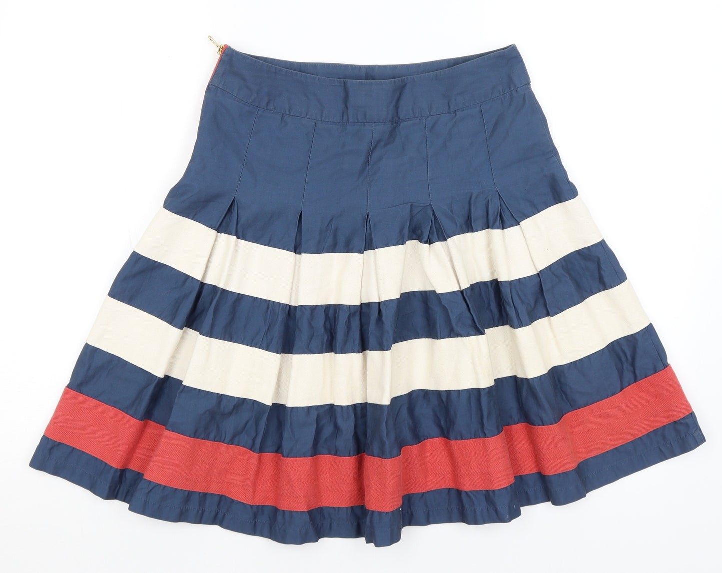 Joules Womens Blue Striped  Pleated Skirt Size 8