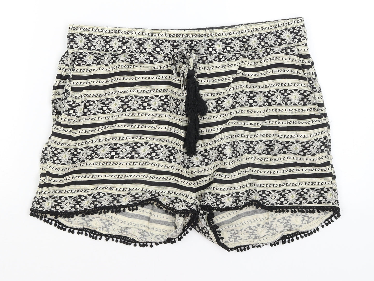 Atmosphere Womens Black Geometric  Paperbag Shorts Size 12