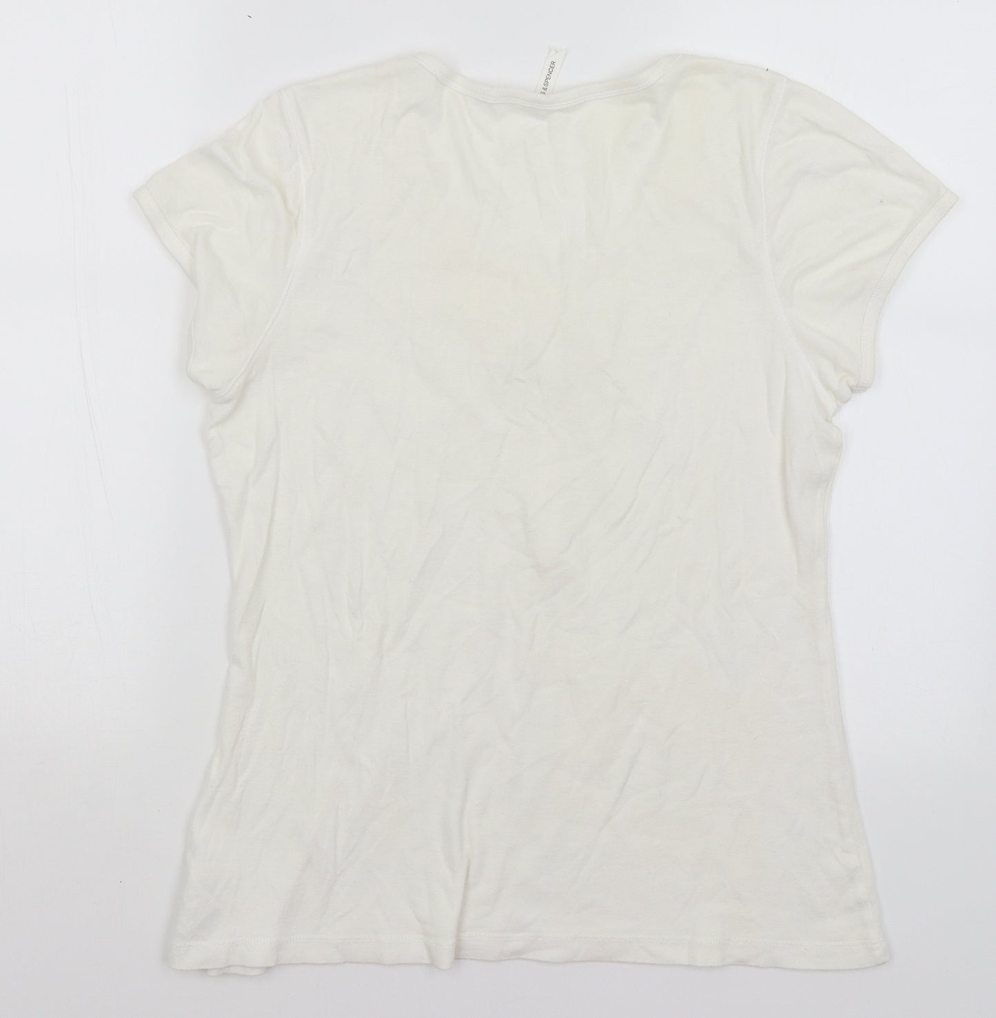 M&S Womens White   Basic T-Shirt Size 16