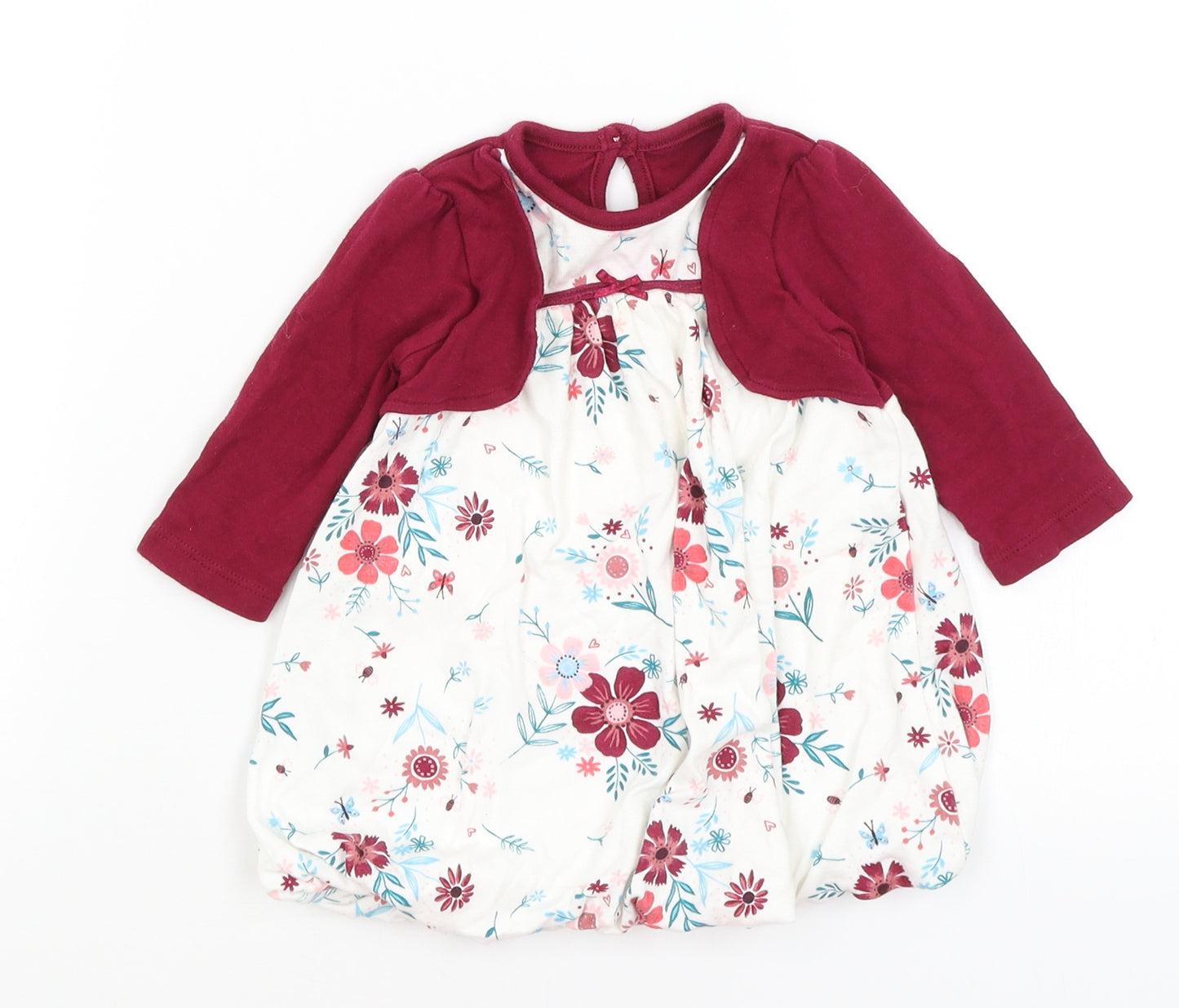 George Baby White Floral  Fit & Flare  Size 3-6 Months