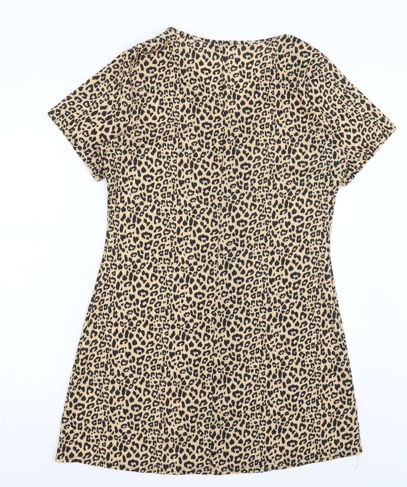 Boohoo Womens Brown Animal Print  Shirt Dress  Size 14