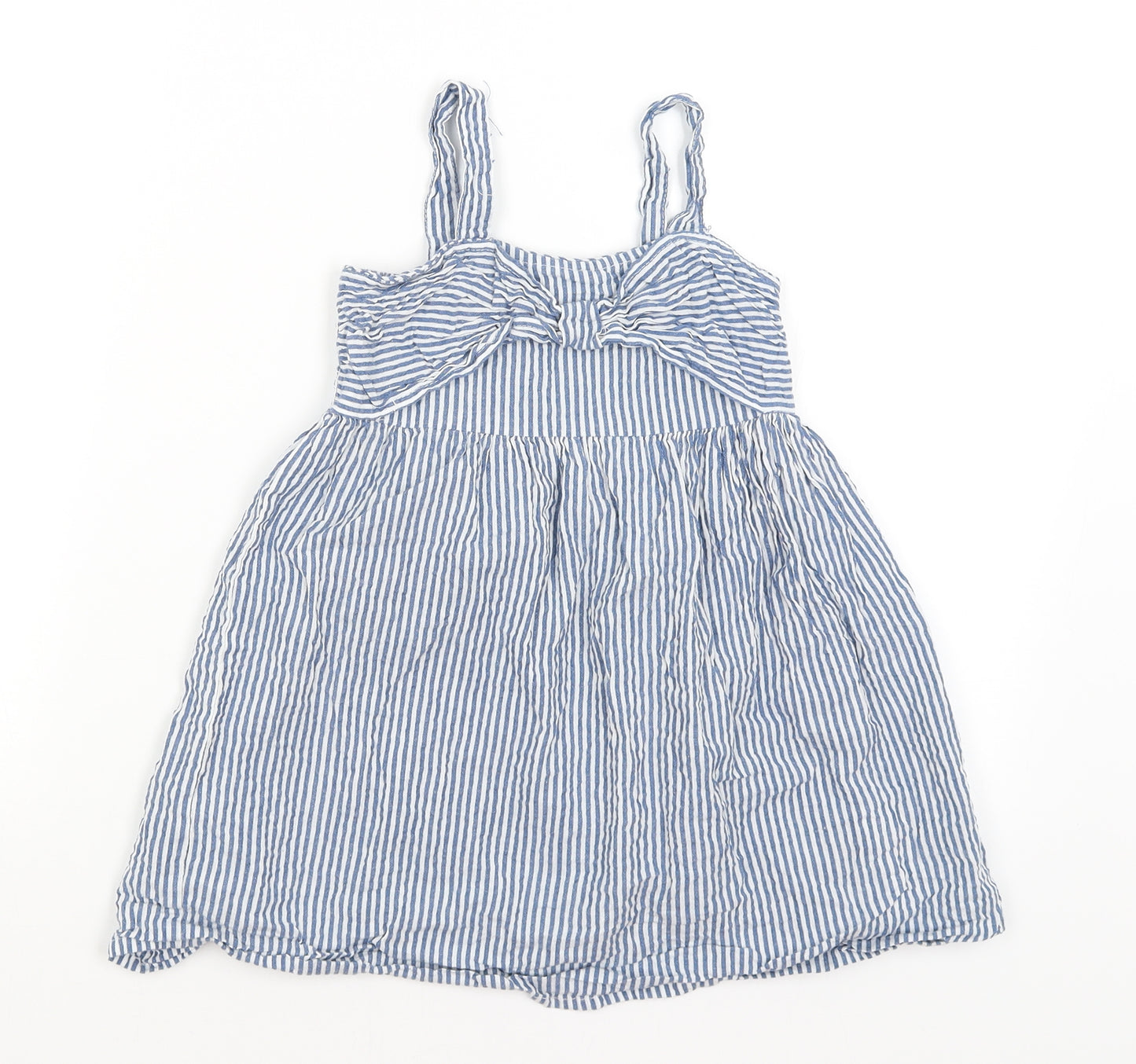 Primark Girls Blue Striped  Fit & Flare  Size 4-5 Years