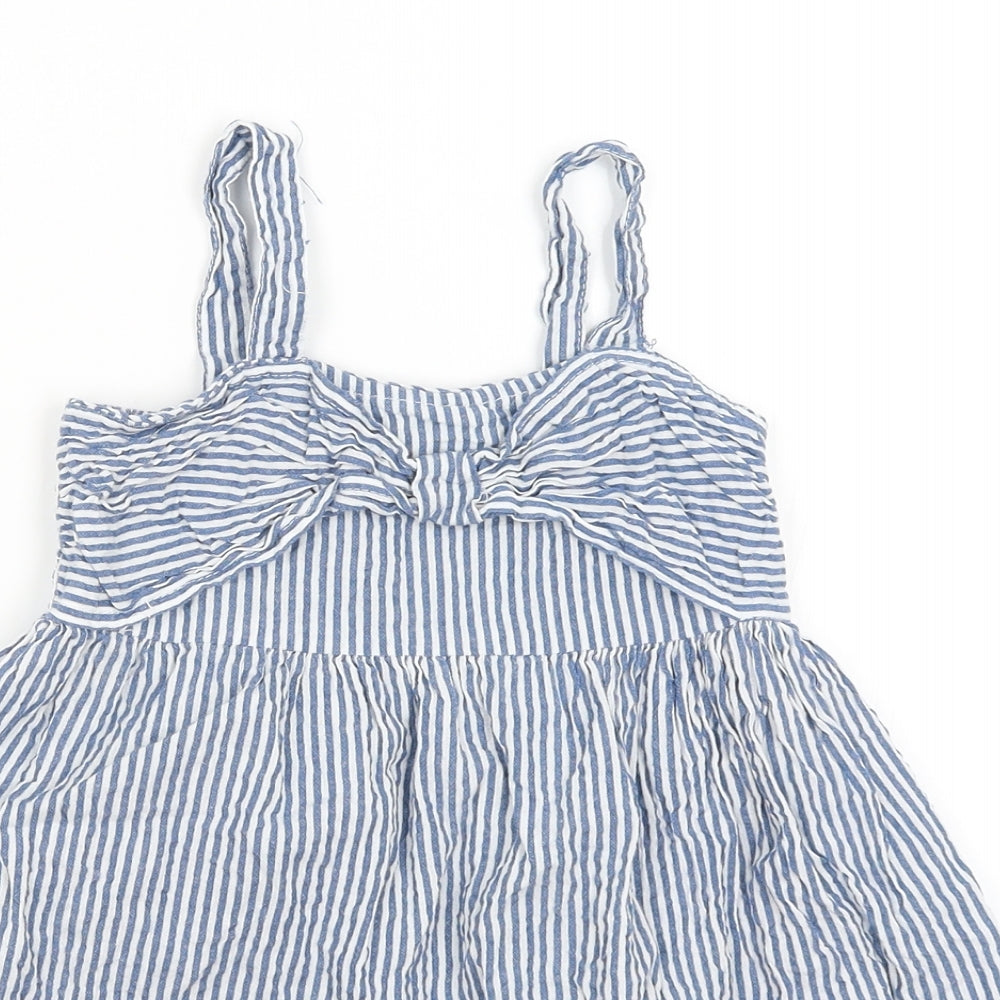 Primark Girls Blue Striped  Fit & Flare  Size 4-5 Years