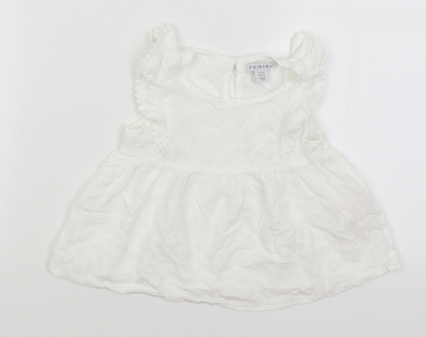 Primark Girls White   Basic Blouse Size 4-5 Years