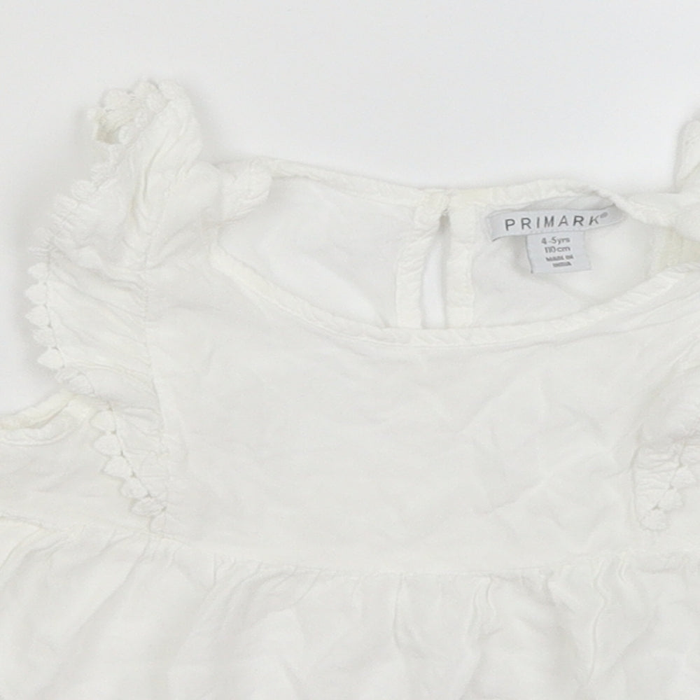 Primark Girls White   Basic Blouse Size 4-5 Years
