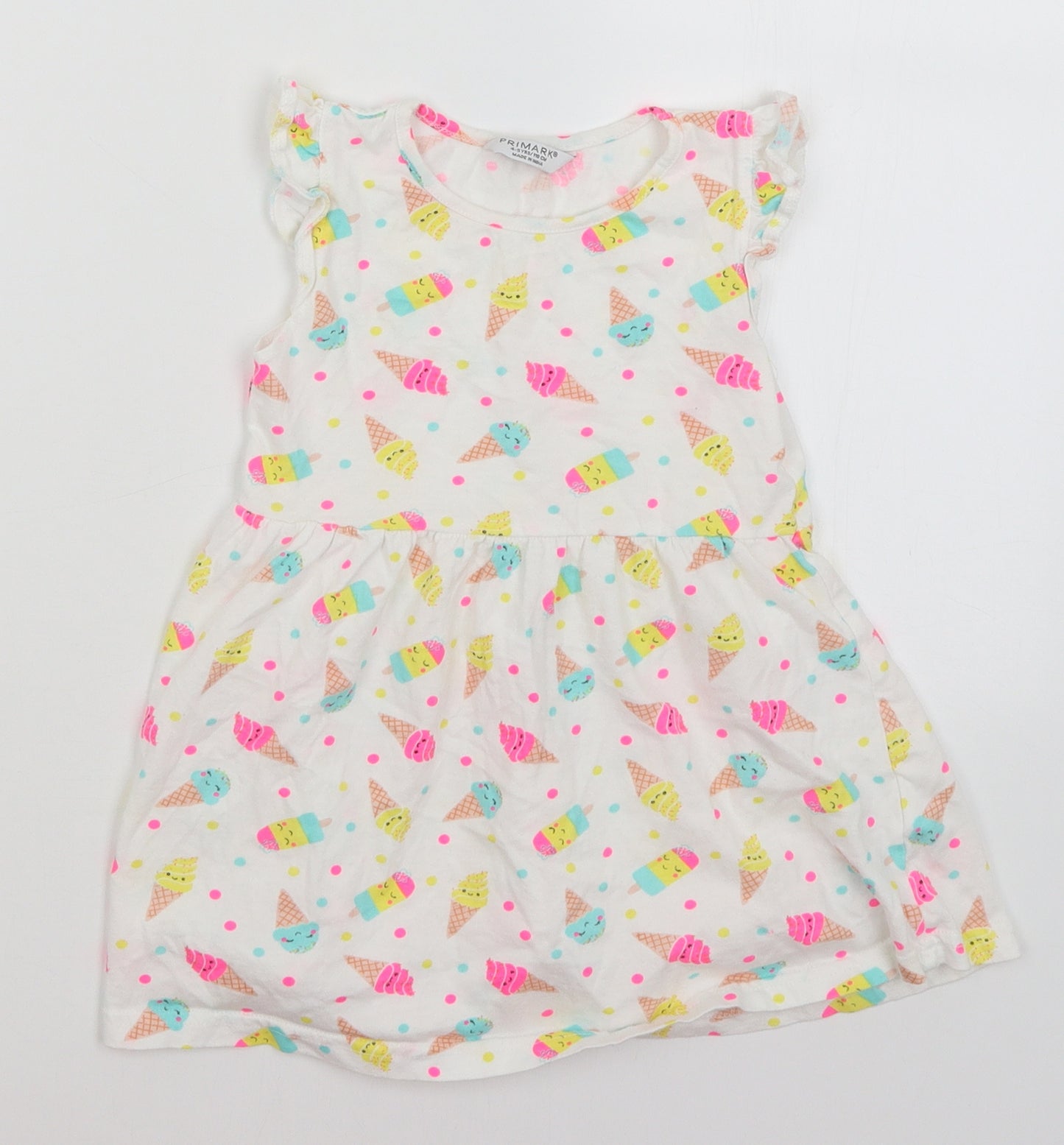 Primark Girls White   Fit & Flare  Size 4-5 Years  - Ice Cream