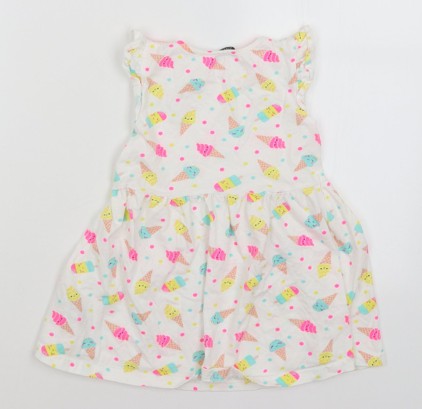 Primark Girls White   Fit & Flare  Size 4-5 Years  - Ice Cream