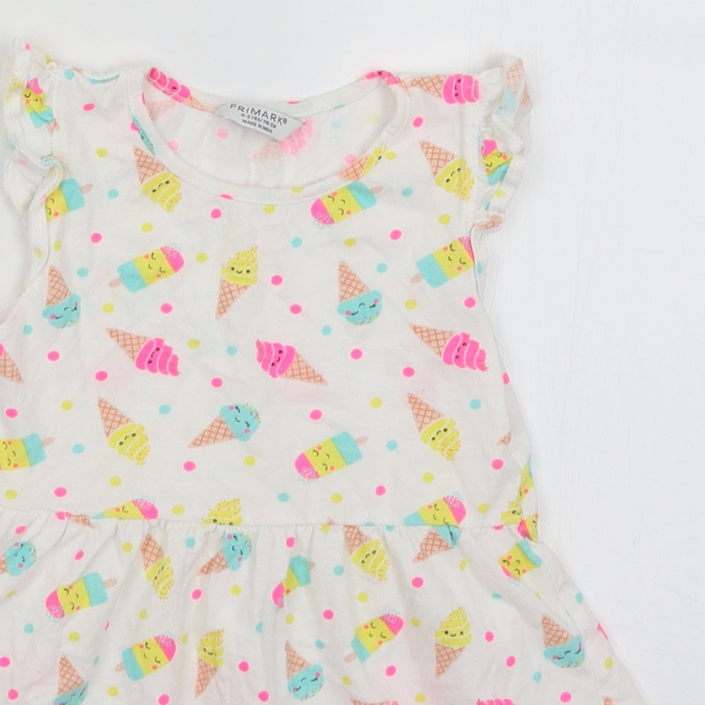 Primark Girls White   Fit & Flare  Size 4-5 Years  - Ice Cream