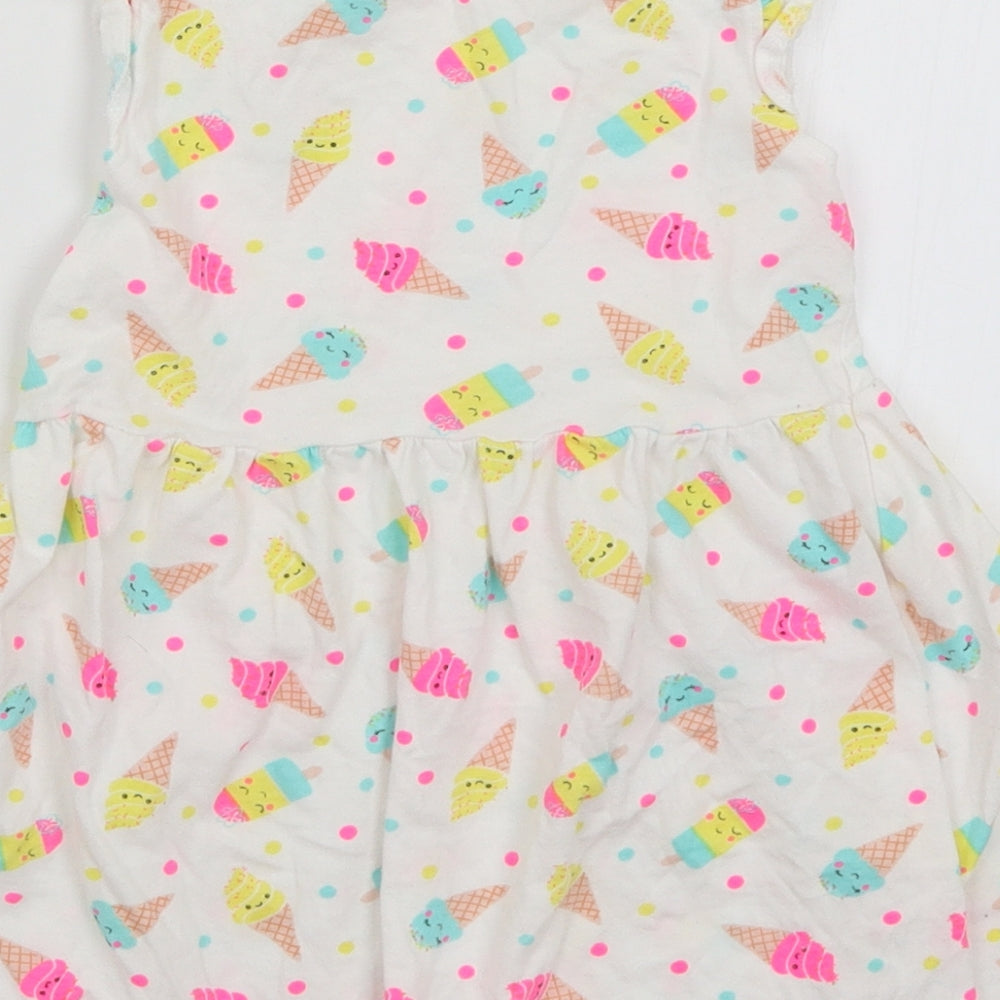 Primark Girls White   Fit & Flare  Size 4-5 Years  - Ice Cream