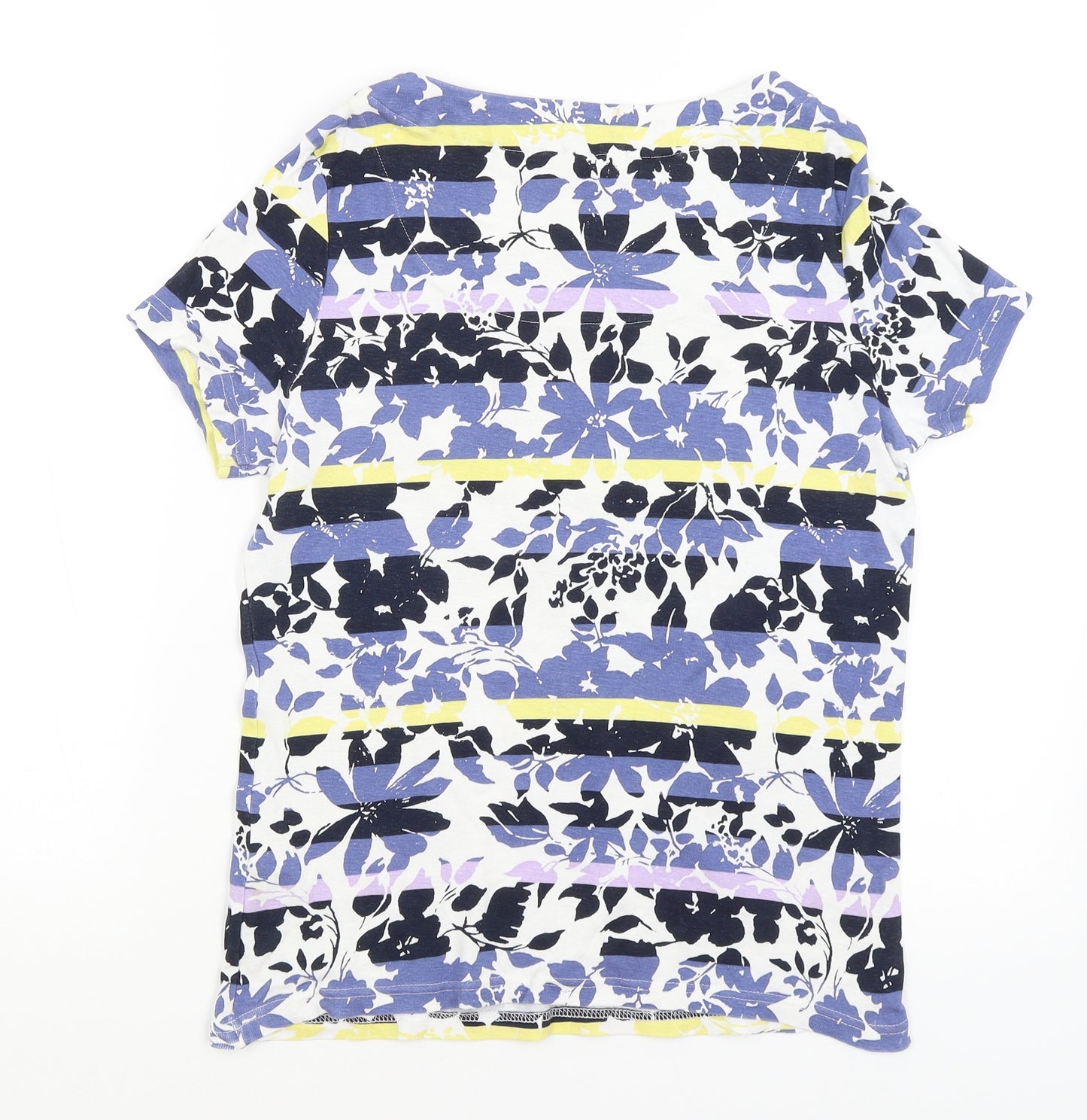 Maine Womens Blue Floral  Basic T-Shirt Size 14