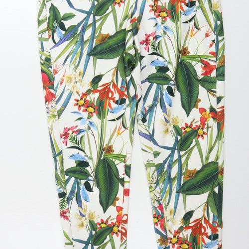 Dorothy Perkins  Womens White Floral  Trousers  Size 10 L24 in