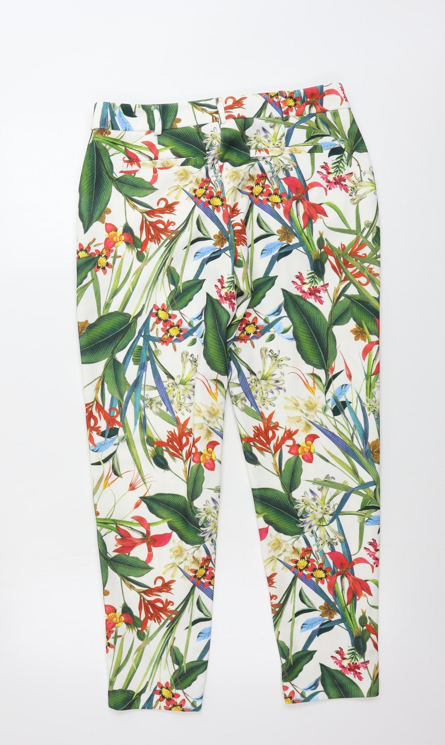 Dorothy Perkins  Womens White Floral  Trousers  Size 10 L24 in