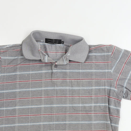 Charles Norton  Mens Grey Check   Polo Size M