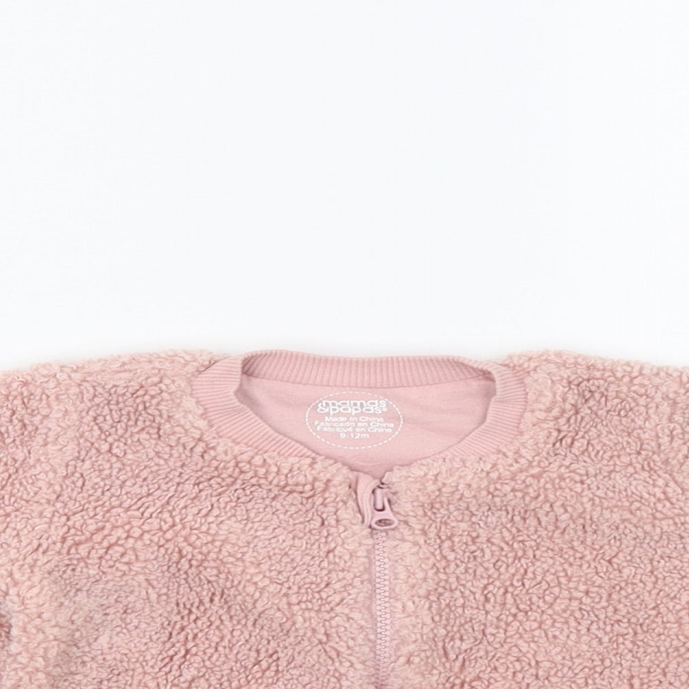 mamas & papas Girls Pink  Ramie Basic Coat Coat Size 9-12 Months