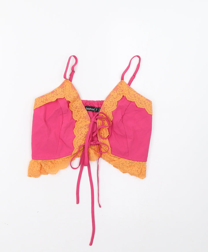Boohoo Womens Pink Cropped Tank Size 6